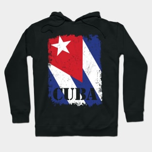 Cuban Flag With Cuba, Distressed Hoodie